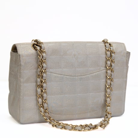 CHANEL Medium New Travel Ligne Flap Bag Quilted Nylon Beige #76784