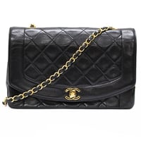 CHANEL Diana 25 Medium Flap Bag Quilted Lambskin Black ＃75624
