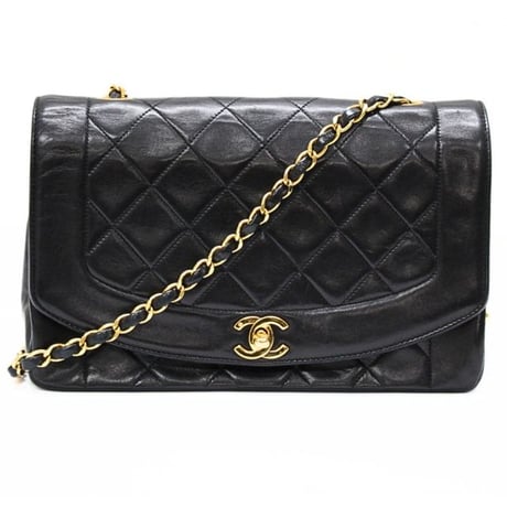 CHANEL Diana 25 Medium Flap Bag Quilted Lambskin Black ＃75624