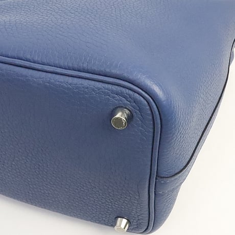 HERMES Picotin Lock PM Handbag Taurillon Clemence Leather Blue Brighton  #19518