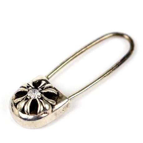 Chrome Hearts Safety Pin 1P Diamond Earrings #32223