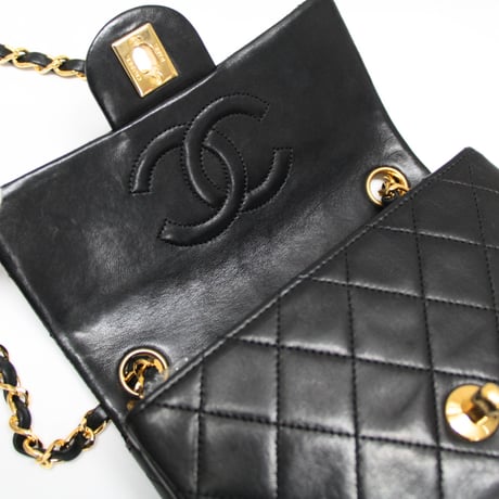 CHANEL Mini Square Flap Bag Quilted Lambskin Black #75615