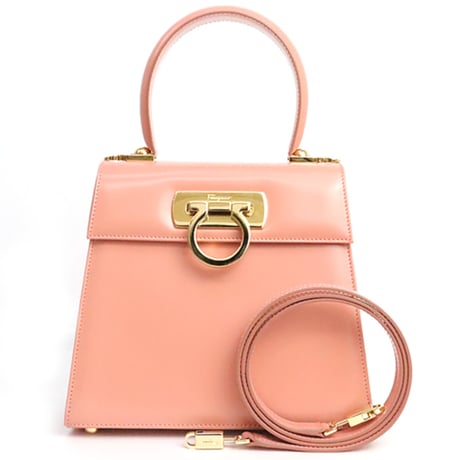Salvatore Ferragamo Ganchini Top Handle Handbag Calfskin Leather Pink #19739