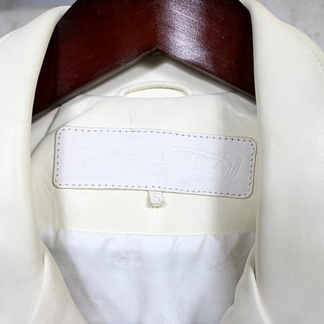 Chrome Hearts Leather Biker Jacket Cross Ball Buttons White ＃104206