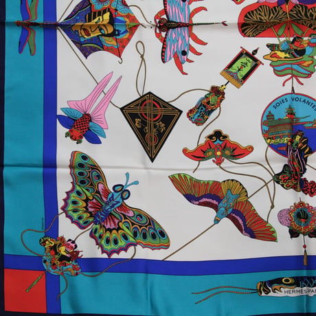 HERMES Carre 90 Silk 100% Scarf Stole "SOIES VOLANTES" #76549