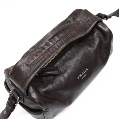 PRADA Runway Shoulder Bag Nappa Leather Dark Brown #76183