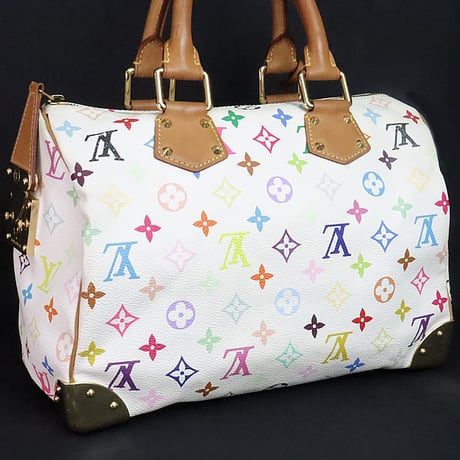 Louis Vuitton x Murakami Speedy 30 Handbag Monogram Multicolor White M92643 #19892