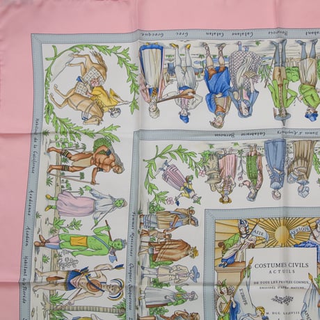 HERMES Carre 90 Silk 100% Scarf Stole "COSTUME CIVILS ACTUELS" #76718