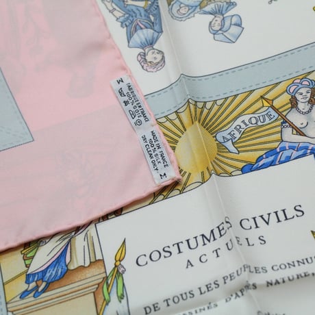 HERMES Carre 90 Silk 100% Scarf Stole "COSTUME CIVILS ACTUELS" #76718
