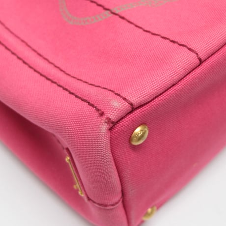 PRADA Mini Canapa Handbag Canvas Pink #75042