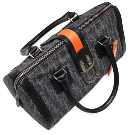 Christian Dior Flight Line Handbag Trotter Canvas Gray Black #76644