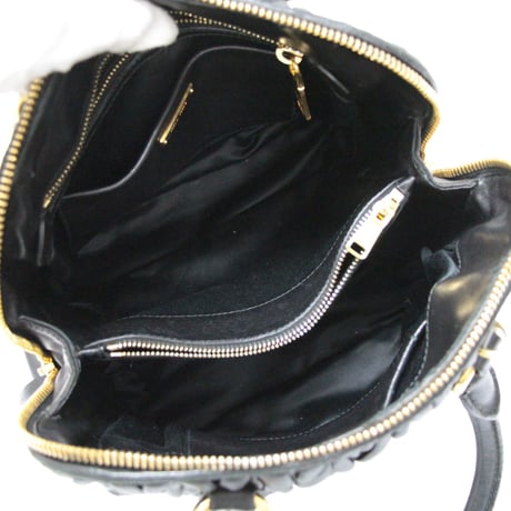 Miu Miu Matelasse Handbag Leather Black #75852