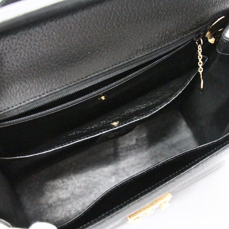 GUCCI Lady Lock Top Handle Bag Leather Black #75830