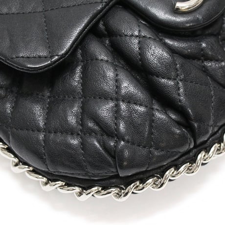 CHANEL Small Chain Around Shoulder Bag Quilted Leather Black #76193