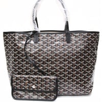 Goyard Brand New Saint Louis PM Tote Bag PVC & Leather Black #31973