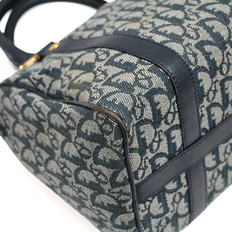 Christian Dior Mini Boston Bag Oblique Canvas Navy #75550