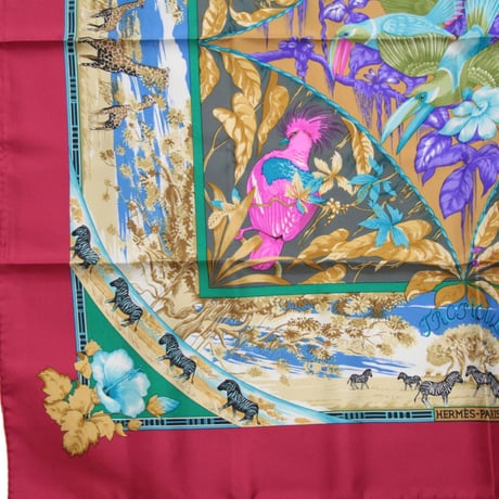 HERMES Carre 90 Silk 100% Scarf Stole "TROPIQUES" #76428