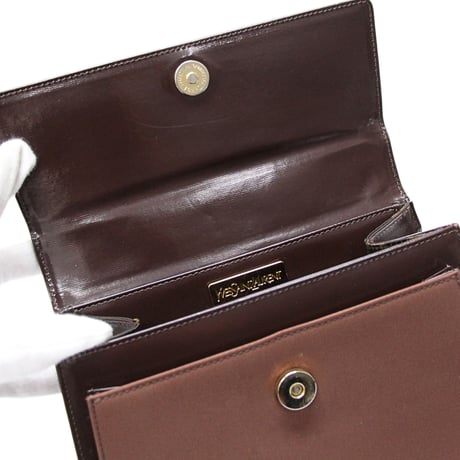 YVES SAINT LAURENT Vintage Boxy Flap Handbag Leather Brown #75667