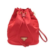 PRADA Mini Drawstring Pouch Nylon Red #76709