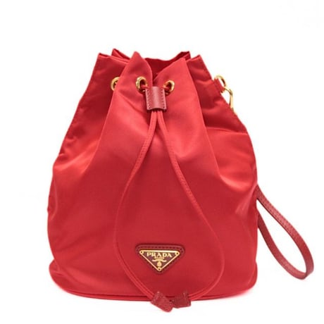 PRADA Mini Drawstring Pouch Nylon Red #76709