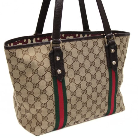 GUCCI Tote Bag with Bag Charm GG Canvas Brown #76639