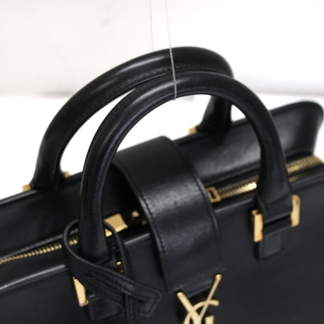 SAINT LAURENT PARIS Baby Cabas Handbag Leather Black #76037