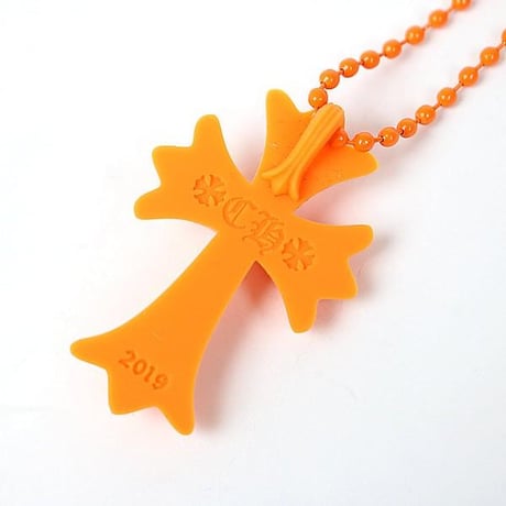 Chrome Hearts Silicone Rubber Small CH Cross Necklace Orange #31416