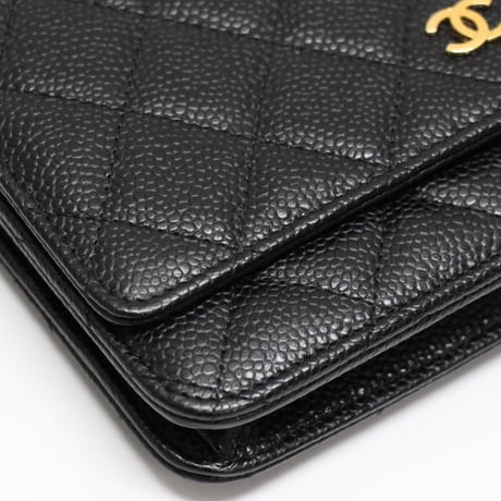 CHANEL Wallet on Chain Bag Quilted Caviar Black #76295