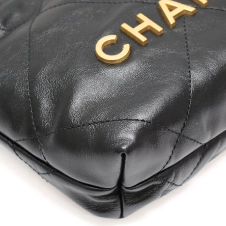 CHANEL 22 Mini Handbag Shiny Calfskin Black #76785