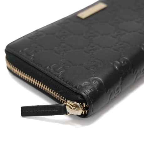 GUCCI Zip-around Wallet Guccissima Leather Black #76472