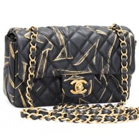 CHANEL Mini Rectangular Flap Bag Quilted Calfskin Black #75793