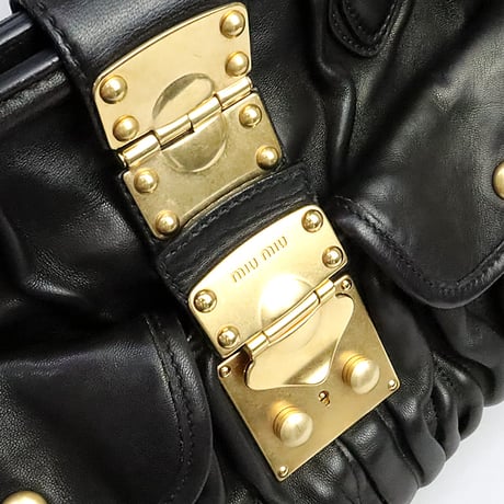 Miu Miu Matelasse Handbag Nappa Leather Black #20050