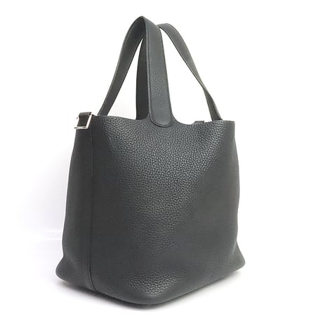 HERMES Picotin Lock MM Handbag Taurillon Clemence Leather Black #19769