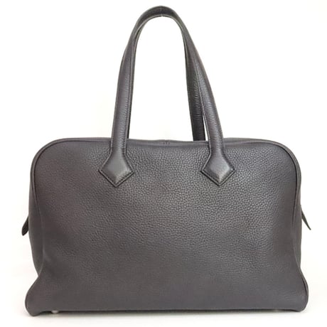 HERMES Victoria 35 Handbag Taurillon Clemence Leather Prune #20216
