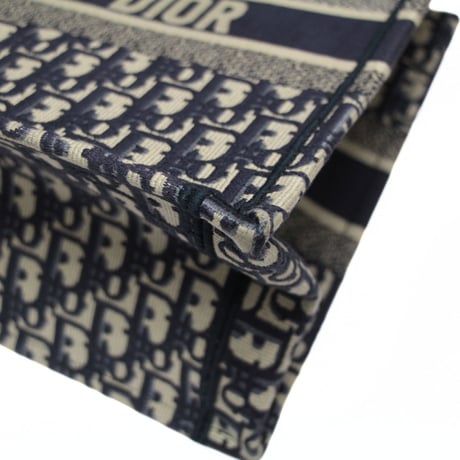 Christian Dior Medium Book Tote Bag Oblique Canvas Navy #76045