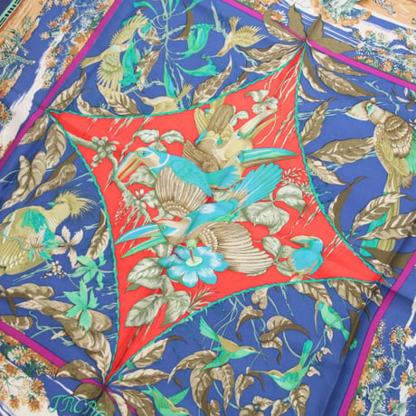HERMES Carre 90 Silk 100% Scarf Stole "TROPIQUES" #76423