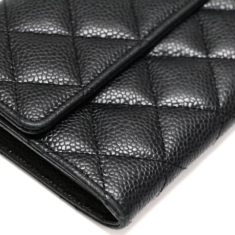 CHANEL Flap Wallet Quilted Caviar Black #75583