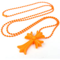 Chrome Hearts Silicone Rubber Small CH Cross Necklace Orange #31680