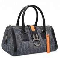 Christian Dior Flight Line Handbag Trotter Canvas Gray Black #76644