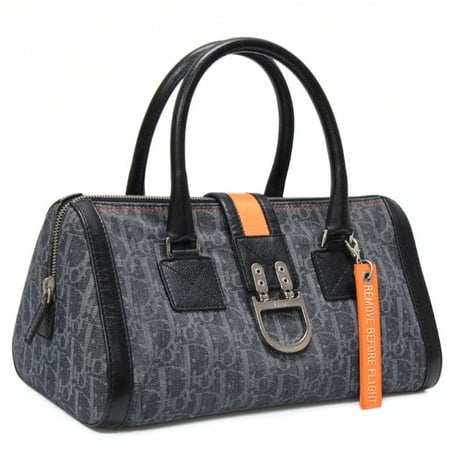 Christian Dior Flight Line Handbag Trotter Canvas Gray Black #76644