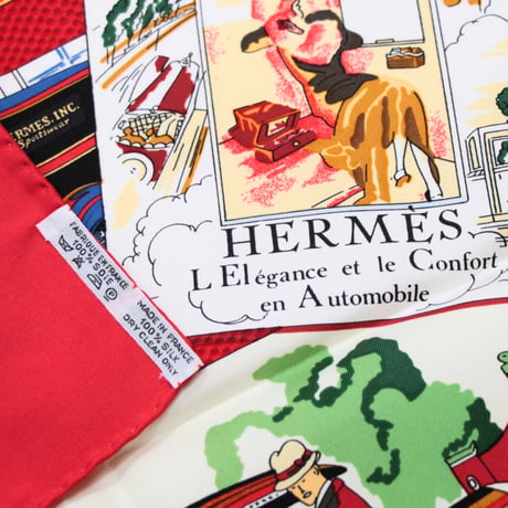HERMES Carre 90 Silk 100% Scarf Stole "L Elegance et le Confort en Automobile" #76497