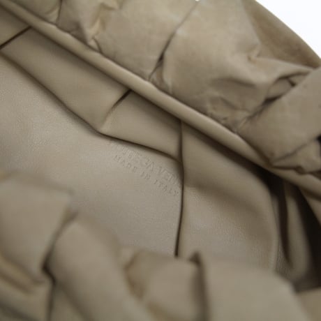 BOTTEGA VENETA Large The Shoulder Pouch Bag Kraft Paper Leather Beige #76721