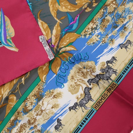 HERMES Carre 90 Silk 100% Scarf Stole "TROPIQUES" #76428