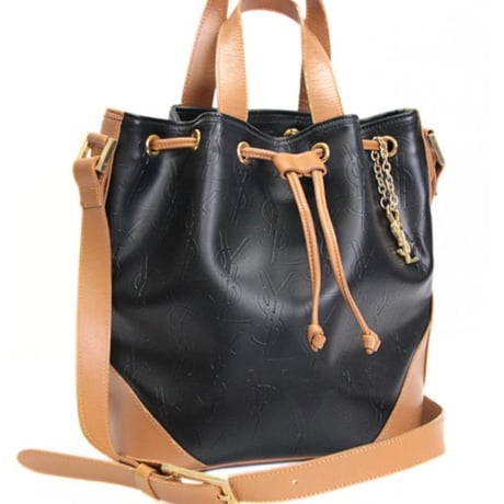 YVES SAINT LAURENT Bucket Shoulder Bag Leather Black #76586
