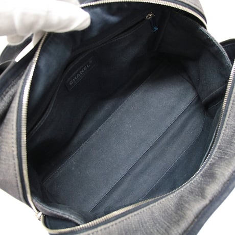 CHANEL Medium Deauville Bowling Bag Denim Canvas Navy #76197