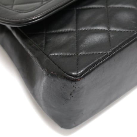 CHANEL Wave Single Flap Bag Quilted Lambskin Black ＃75616