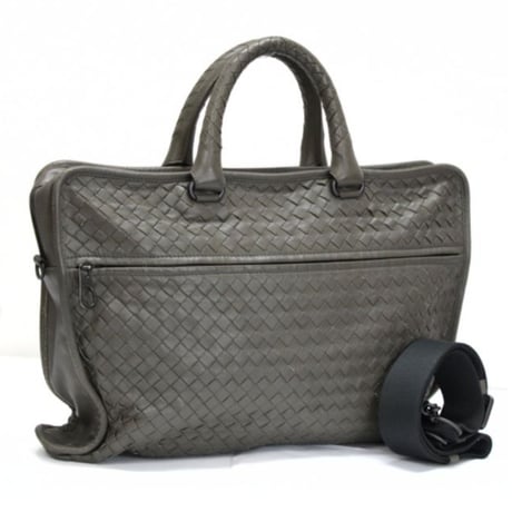 BOTTEGA VENETA Briefcase Intrecciato Leather Greige #75944