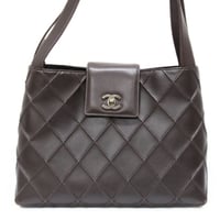 CHANEL Kelly Waffle Bag Quilted Leather Brown #75771