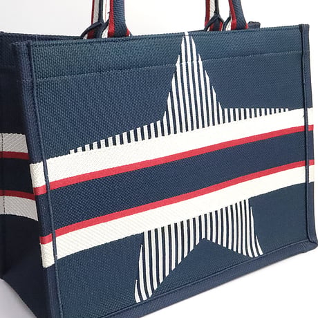 Christian Dior Medium Alps Star Book Tote Bag Canvas Navy #19528