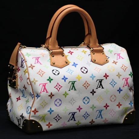 Louis Vuitton x Murakami Speedy 30 Handbag Monogram Multicolor White M92643 #75775